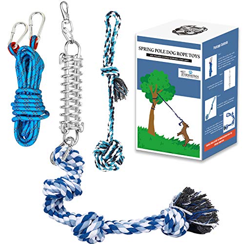 Spring Pole Dog Rope Toys: Dog Rope Pull & Tug of War Toy with a Big Spring Pole Kit & 2 Strong Dog Rope Toys & 15ft Seil - Muscle Builder Interactive Dog Toy for Pitbull Medium to Large Dog Spring Pole Dog Rope Toys: Dog Rope Pull & Tug of War Toy with a Big Spring Pole Kit & 2 Strong Dog Rope Toys & 15ft Seil - Muscle Builder Interactive Dog Toy for Pitbull Medium to Large Dog von TT TRSMIMA