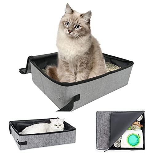 Faltbare Katzentoilette, Katzentoilette Tragbar, wasserdichte Katzentoilette, Katzen Katzenklo, Reisekatze Katzentoilette, für Outdoor Reisen mit Haustieren, 40 * 30 cm, mit Deckel, Grau Faltbare Katzentoilette, Katzentoilette Tragbar, wasserdichte Katzentoilette, Katzen Katzenklo, Reisekatze Katzentoilette, für Outdoor Reisen mit Haustieren, 40 * 30 cm, mit Deckel, Grau von TTBDDM