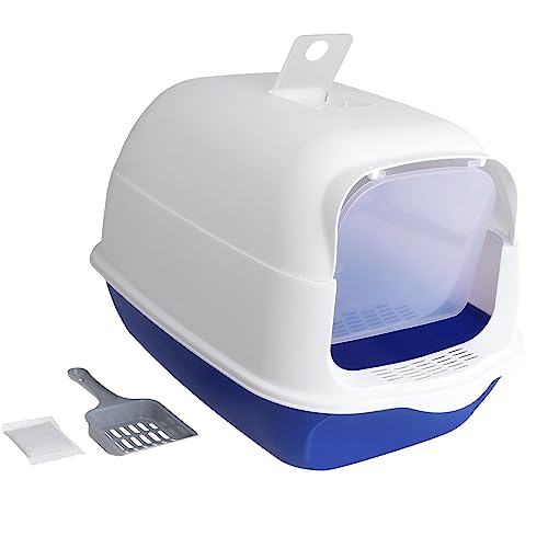 TTETTZ Katzentoilette mit Kapuze, Haustiertoilette, Geschlossene Katzentoilette, Langlebige Katzentoilette, Katzentoilette mit Hoher Kante für Kleine Katzen, Blau TTETTZ Katzentoilette mit Kapuze, Haustiertoilette, Geschlossene Katzentoilette, Langlebige Katzentoilette, Katzentoilette mit Hoher Kante für Kleine Katzen, Blau von TTETTZ