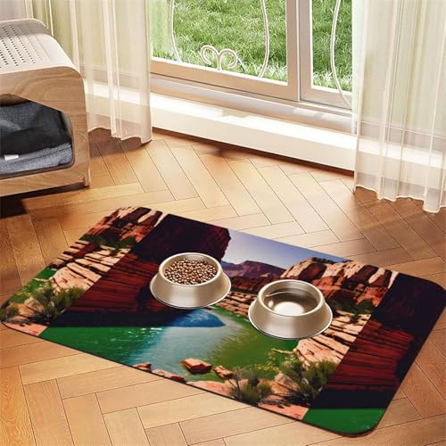 Grand Canyon saugfähige Leder-Tischdecke für Hunde und Katzen, Futtermatte, 60 x 40 cm, 4 mm dick von TTIGLHOH