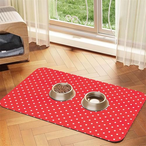 Haustier-Tischdecke aus Leder, saugfähig, für Hunde, Katzen, Futtermatte, 60 x 40 cm, 4 mm dick, Rot und Weiß Haustier-Tischdecke aus Leder, saugfähig, für Hunde, Katzen, Futtermatte, 60 x 40 cm, 4 mm dick, Rot und Weiß von TTIGLHOH