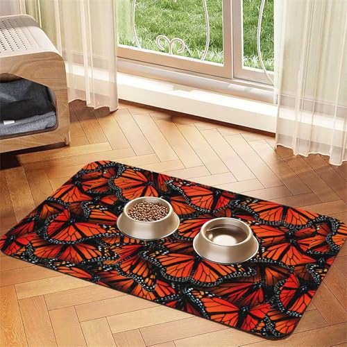 Monarch Butterflies, saugfähige Leder-Tischdecke für Hunde und Katzen, Futtermatte, 60 x 40 cm, 4 mm dick von TTIGLHOH