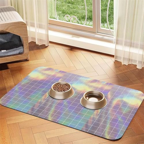 Reflektierende quadratische Haustier-Tischdecke, saugfähig, Leder, für Hunde und Katzen, Futtermatte, 60 x 40 cm, 4 mm dick von TTIGLHOH