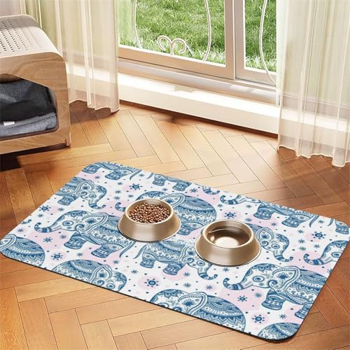 Saugfähige Leder-Tischdecke für Hunde und Katzen, Boho-Elefanten-Druck, 4 mm dick von TTIGLHOH