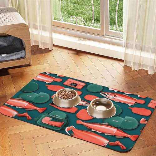 Saugfähige Leder-Tischdecke für Hunde und Katzen, Lachsmuster, 60 x 40 cm, 4 mm dick von TTIGLHOH