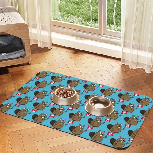 Saugfähige Leder-Tischdecke für Hunde und Katzen, Motiv: Biber, 60 x 40 cm, 4 mm dick von TTIGLHOH