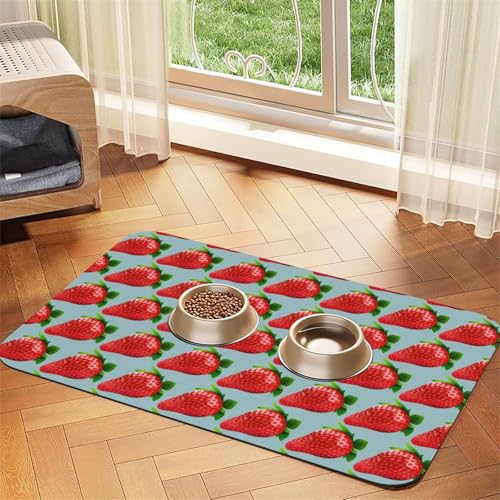 Saugfähige Leder-Tischdecke für Hunde und Katzen, Motiv: Erdbeere, Clipart-Druck, 60 x 40 cm, 4 mm dick Saugfähige Leder-Tischdecke für Hunde und Katzen, Motiv: Erdbeere, Clipart-Druck, 60 x 40 cm, 4 mm dick von TTIGLHOH