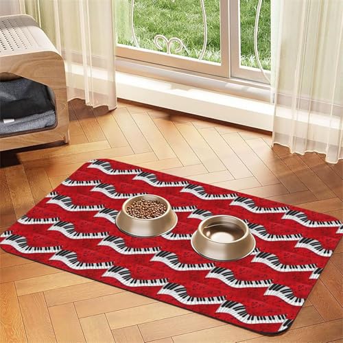 Saugfähige Leder-Tischdecke für Hunde und Katzen, Motiv: Musiknoten, Klavierdruck, 4 mm dick von TTIGLHOH
