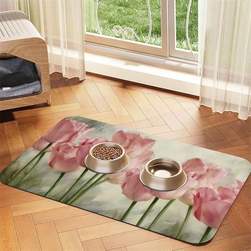 Saugfähige Leder-Tischdecke für Hunde und Katzen, Motiv: rosa Tulpen, 60 x 40 cm, 4 mm dick Saugfähige Leder-Tischdecke für Hunde und Katzen, Motiv: rosa Tulpen, 60 x 40 cm, 4 mm dick von TTIGLHOH
