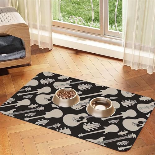 Saugfähige Leder-Tischdecke für Hunde und Katzen, mit Gitarrenmuster, 60 x 40 cm, 4 mm dick von TTIGLHOH