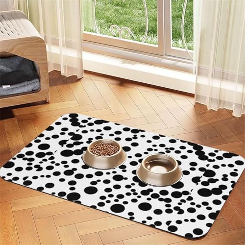 Saugfähige Leder-Tischdecke für Hunde und Katzen, mit großen Punkten, 4 mm dick, Schwarz / Weiß von TTIGLHOH