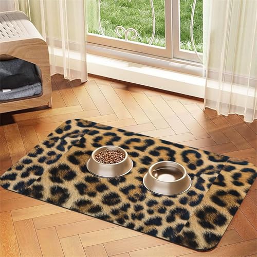 Saugfähige Leder-Tischdecke für Hunde und Katzen, raues Leopardenmuster, 60 x 40 cm, 4 mm dick von TTIGLHOH