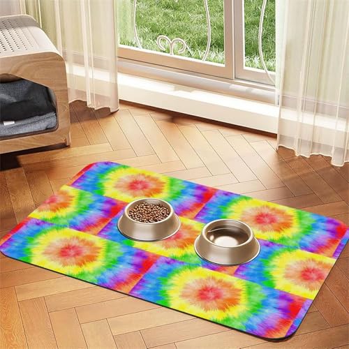 Saugfähige Leder-Tischdecke mit Batikdruck, für Hunde und Katzen, Futtermatte, 60 x 40 cm, 4 mm dick Saugfähige Leder-Tischdecke mit Batikdruck, für Hunde und Katzen, Futtermatte, 60 x 40 cm, 4 mm dick von TTIGLHOH