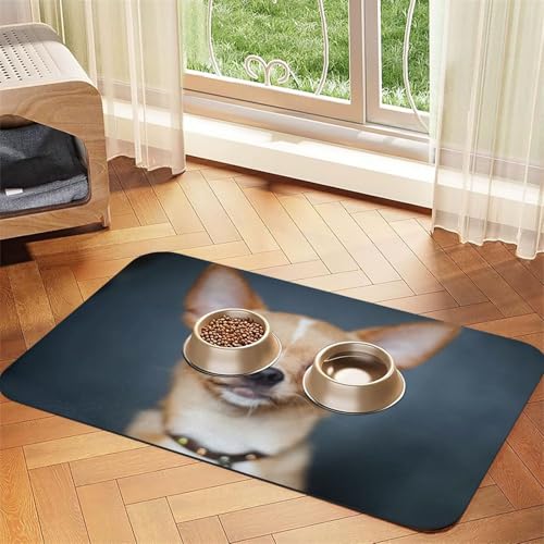 Saugfähige Leder-Tischdecke mit niedlichem Chihuahua-Druck, für Hunde und Katzen, Futtermatte, 60 x 40 cm, 4 mm dick Saugfähige Leder-Tischdecke mit niedlichem Chihuahua-Druck, für Hunde und Katzen, Futtermatte, 60 x 40 cm, 4 mm dick von TTIGLHOH