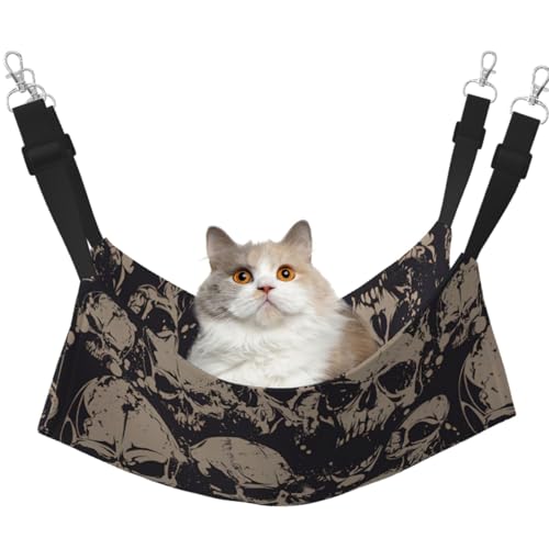 TTIGLHOH Coole Retro-Hängematte mit Totenkopf-Grafik, für Katzen, Frettchen, weiches Bett, geeignet für Haustiere, Meerschweinchen, Hamster, Kätzchen TTIGLHOH Coole Retro-Hängematte mit Totenkopf-Grafik, für Katzen, Frettchen, weiches Bett, geeignet für Haustiere, Meerschweinchen, Hamster, Kätzchen von TTIGLHOH