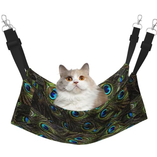 TTIGLHOH Fresh Peacock Haustier-Hängematte für Katzen, Frettchen, weiches Bett, geeignet für Haustiere, Meerschweinchen, Hamster, Kätzchen TTIGLHOH Fresh Peacock Haustier-Hängematte für Katzen, Frettchen, weiches Bett, geeignet für Haustiere, Meerschweinchen, Hamster, Kätzchen von TTIGLHOH