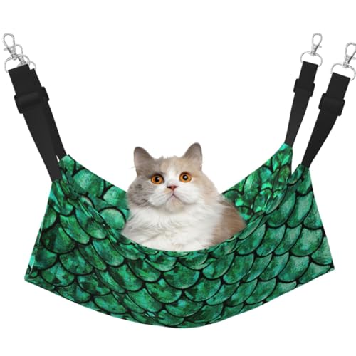 TTIGLHOH Grüne Fischschuppen-Haustier-Hängematte für Katzen, Frettchen, weiches Bett, geeignet für Haustiere, Meerschweinchen, Hamster, Kätzchen TTIGLHOH Grüne Fischschuppen-Haustier-Hängematte für Katzen, Frettchen, weiches Bett, geeignet für Haustiere, Meerschweinchen, Hamster, Kätzchen von TTIGLHOH