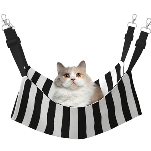 TTIGLHOH Haustier-Hängematte für Katzen, Frettchen, weiches Bett, geeignet für Meerschweinchen, Hamster, Kätzchen, Schwarz und Weiß von TTIGLHOH