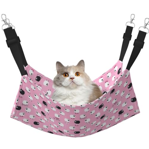 TTIGLHOH Haustier-Hängematte für Katzen, Frettchen, weiches Bett, geeignet für Meerschweinchen, Hamster, Kätzchen, weißes Schaf auf rosa Hintergrund TTIGLHOH Haustier-Hängematte für Katzen, Frettchen, weiches Bett, geeignet für Meerschweinchen, Hamster, Kätzchen, weißes Schaf auf rosa Hintergrund von TTIGLHOH