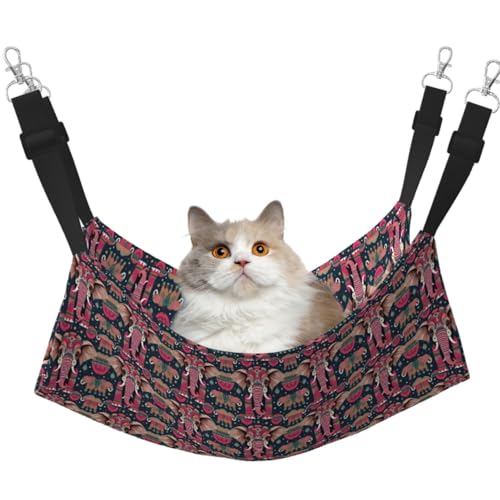 TTIGLHOH Haustier-Hängematte mit Bohemian-Elefanten-Muster, für Katzen, Frettchen, weiches Bett, geeignet für Haustiere, Meerschweinchen, Hamster, Kätzchen von TTIGLHOH