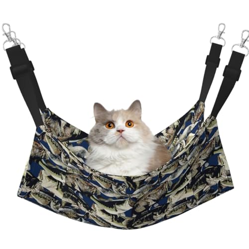 TTIGLHOH Haustier-Hängematte mit Fischmuster, für Katzen, Frettchen, weiches Bett, geeignet für Haustiere, Meerschweinchen, Hamster, Kätzchen TTIGLHOH Haustier-Hängematte mit Fischmuster, für Katzen, Frettchen, weiches Bett, geeignet für Haustiere, Meerschweinchen, Hamster, Kätzchen von TTIGLHOH