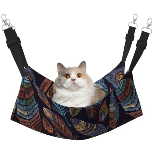 TTIGLHOH Haustier-Hängematte mit Pfauenfedern, für Katzen, Frettchen, weiches Bett, geeignet für Haustiere, Meerschweinchen, Hamster, Kätzchen von TTIGLHOH
