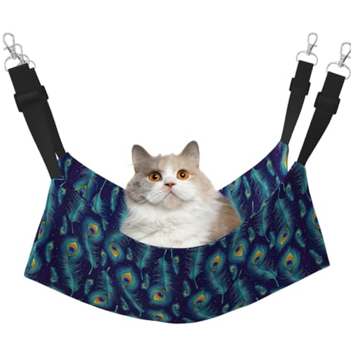 TTIGLHOH Haustier-Hängematte mit Pfauenfedern, für Katzen, Frettchen, weiches Bett, geeignet für Haustiere, Meerschweinchen, Hamster, Kätzchen von TTIGLHOH