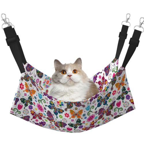 TTIGLHOH Spring Floral Butterfly Haustier-Hängematte für Katzen, Frettchen, weiches Bett, geeignet für Haustiere, Meerschweinchen, Hamster, Kätzchen TTIGLHOH Spring Floral Butterfly Haustier-Hängematte für Katzen, Frettchen, weiches Bett, geeignet für Haustiere, Meerschweinchen, Hamster, Kätzchen von TTIGLHOH