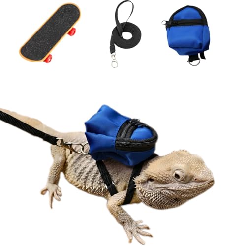 Bearded Dragons Zubehör Spielzeug Eidechse Rucksack Leine Set Verstellbarer Gurt und Mini-Skateboard Geeignet für Eidechsen, Bartagamen, Hamster, Papageien, kleine Schildkröten, Reptilien, Kleintiere Bearded Dragons Zubehör Spielzeug Eidechse Rucksack Leine Set Verstellbarer Gurt und Mini-Skateboard Geeignet für Eidechsen, Bartagamen, Hamster, Papageien, kleine Schildkröten, Reptilien, Kleintiere von TTMIMIK