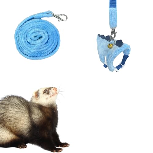Frettchen-Geschirr und Leine, süßes Dinosaurier-Design, weiches Netzgewebe, Weste mit sicherer Glocke, Gehkleidung für kleine Tiere, Frettchen, Kaninchen, Meerschweinchen, Eichhörnchen, Blau Frettchen-Geschirr und Leine, süßes Dinosaurier-Design, weiches Netzgewebe, Weste mit sicherer Glocke, Gehkleidung für kleine Tiere, Frettchen, Kaninchen, Meerschweinchen, Eichhörnchen, Blau von TTMIMIK