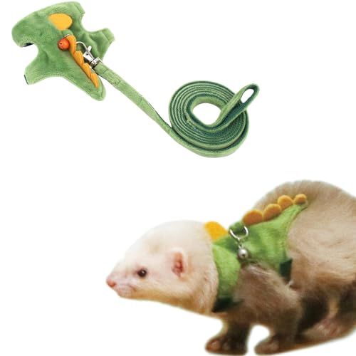 Frettchen-Geschirr und Leine, süßes Dinosaurier-Design, weiches Netzgewebe, für kleine Tiere, Frettchen, Kaninchen, Meerschweinchen, Eichhörnchen, Grün Frettchen-Geschirr und Leine, süßes Dinosaurier-Design, weiches Netzgewebe, für kleine Tiere, Frettchen, Kaninchen, Meerschweinchen, Eichhörnchen, Grün von TTMIMIK