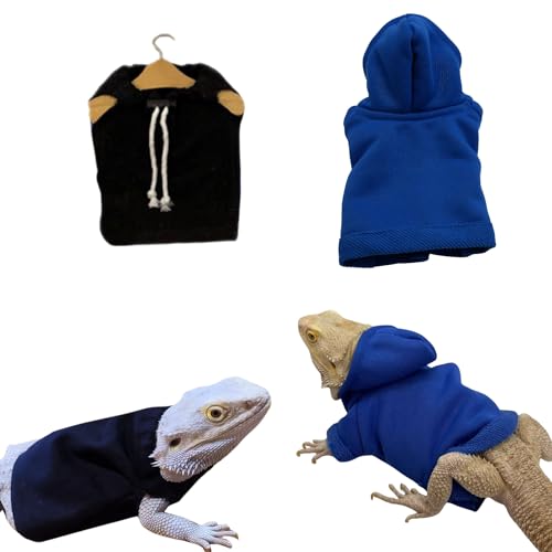 Kapuzenpullover und T-Shirt mit Bartagamen, handgefertigt, verstellbar, Baumwolle, Reptilienjacke, Hemd für Kleintier-Kostüm, Bekleidung für Eidechse, Bartagame, Meerschweinchen, Blau, 2 Stück Kapuzenpullover und T-Shirt mit Bartagamen, handgefertigt, verstellbar, Baumwolle, Reptilienjacke, Hemd für Kleintier-Kostüm, Bekleidung für Eidechse, Bartagame, Meerschweinchen, Blau, 2 Stück von TTMIMIK