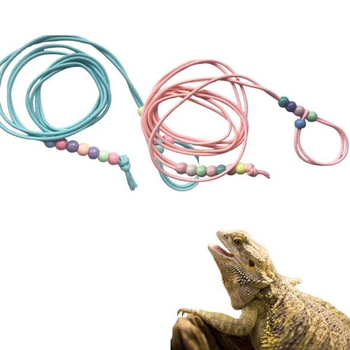 Leuchtende Nylon-Eidechsen-Leine, verstellbar, bunt, Leder, Reptilien-Eidechsengeschirr, Leine für Bartagamen, Eidechsen, Reptilien und andere Kleintiere, Rosa + Blau, 2 Stück Leuchtende Nylon-Eidechsen-Leine, verstellbar, bunt, Leder, Reptilien-Eidechsengeschirr, Leine für Bartagamen, Eidechsen, Reptilien und andere Kleintiere, Rosa + Blau, 2 Stück von TTMIMIK