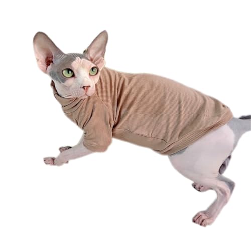 Sphynx Katzenkleidung, Baumwoll-T-Shirts, Haustierkleidung, Pullover, Kätzchen-Shirts mit Ärmeln, haarloser Katzen-Pyjama, Bekleidung für Katzen und kleine Hunde, Braun, Größe M Sphynx Katzenkleidung, Baumwoll-T-Shirts, Haustierkleidung, Pullover, Kätzchen-Shirts mit Ärmeln, haarloser Katzen-Pyjama, Bekleidung für Katzen und kleine Hunde, Braun, Größe M von TTMIMIK