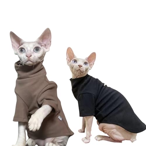Sphynx Katzenpullover, Baumwolle, Rollkragenpullover, haarlos, weich und warm, Kätzchenkleidung mit Ärmeln, Pullover (BR+BL, XX-Large) von TTMIMIK