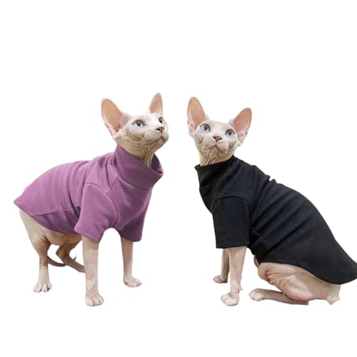 Sphynx Katzenpullover, Baumwolle, Rollkragenpullover, haarlos, weich und warm, mit Ärmeln, Pullover (PR+BL, Größe M) von TTMIMIK