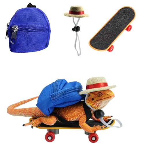 TTMIMIK Bartagamen-Zubehör, Spielzeug, Eidechsen-Rucksack, verstellbarer Hut und Mini-Skateboard, passend für Eidechsen, Bartagamen, Hamster, Papageien, kleine Schildkröten, Reptilien, kleine Tiere, 3 TTMIMIK Bartagamen-Zubehör, Spielzeug, Eidechsen-Rucksack, verstellbarer Hut und Mini-Skateboard, passend für Eidechsen, Bartagamen, Hamster, Papageien, kleine Schildkröten, Reptilien, kleine Tiere, 3 von TTMIMIK