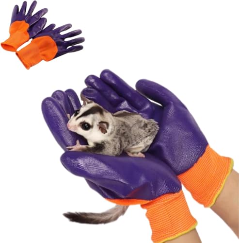 TTMIMIK Sugar Glider Handschuhe, kratzfest, für Reptilien, Touch-Handhabung mit Beschichtung, Sicherheitshandschuhe für Igel, Bartagamen, Hamster, freie Größe, interaktiver Schutz (Violett-Orange) TTMIMIK Sugar Glider Handschuhe, kratzfest, für Reptilien, Touch-Handhabung mit Beschichtung, Sicherheitshandschuhe für Igel, Bartagamen, Hamster, freie Größe, interaktiver Schutz (Violett-Orange) von TTMIMIK