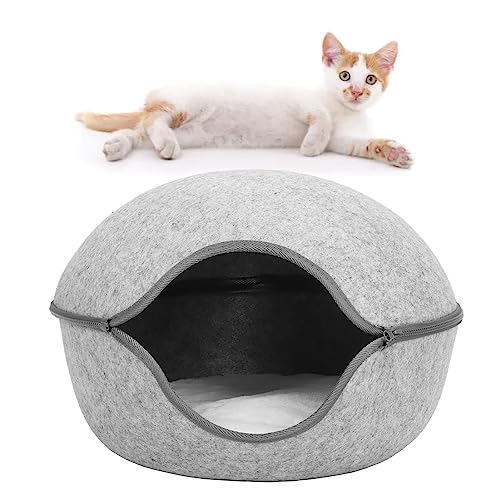 Katzenh?hlenbett, Abnehmbares, Waschbares, Halbgeschlossenes Katzenbett aus Filz mit Kissen für Alle Jahreszeiten Katzenh?hlenbett, Abnehmbares, Waschbares, Halbgeschlossenes Katzenbett aus Filz mit Kissen für Alle Jahreszeiten von TTOCAR