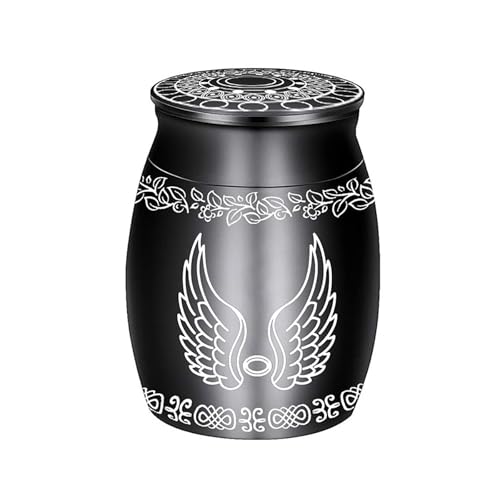 TTTLLNN Metall-Urne mit Engelsflügeln für Hunde und Katzen, Haustier-Aschebehälter, Andenken-Urne, Souvenir, Haustier-Erinnerungsurne, Asche, Glas, Gedenkgeschenk von TTTLLNN