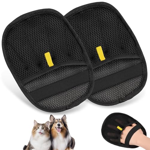 TTYSHIP® 2 Stück Tierhaarentferner Handschuh, Doppelseitige Katzenhaarentferner Handschuh, Tierhaarentfernungshandschuh für Hunde und Katzen von TTYSHIP