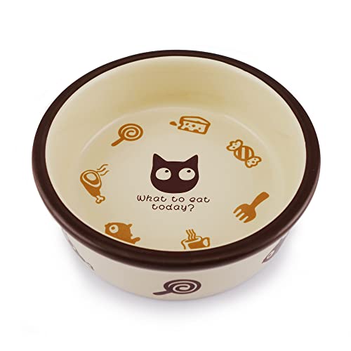 TTCAT Keramik-Katzenfutternapf, niedliches Cartoon-Muster, einfache Schüssel für Hunde und Katzen, kleine Haustier-Futterschalen für Katzen, kleine Hunde, spülmaschinenfest von TTcat