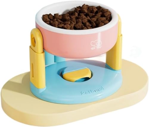 Futternapf für Katzen, Hunde, höhenverstellbar, mit Saugnapf, leicht zu reinigen, langlebig, für kleine, mittelgroße und große Haustiere (Rosa) von TTduoyun