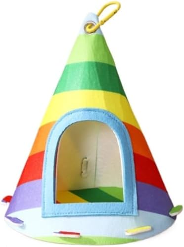 Hängendes Hamsterkäfigversteck Meerschweinchenhaus, Ganzjahresunterschlupf, leicht zu reinigen, langlebig, Kleintier-Lebensraum für Zuckergleiter, Papagei (Regenbogen, M) von TTduoyun