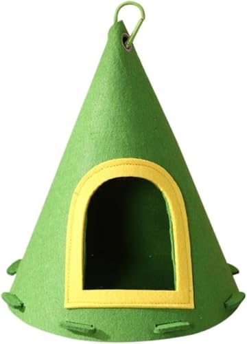 Hängendes Hamsterkäfigversteck Meerschweinchenhaus, Ganzjahresunterschlupf, leicht zu reinigen, langlebig, Kleintier-Lebensraum für Zuckergleiter, Papageien (Grün, M) von TTduoyun