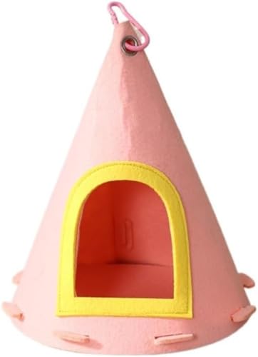 Hängendes Hamsterkäfigversteck Meerschweinchenhaus, Ganzjahresunterschlupf, leicht zu reinigen, langlebig, Kleintier-Lebensraum für Zuckergleiter, Papageien (Rosa, M) von TTduoyun