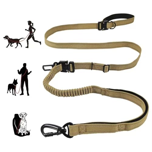 TUAHOO Freihändige Hundeleine mit verstellbarem Hüftgurt für mittelgroße und große Hunde, Haustierleine zum Laufen, Walken, Joggen, Wandern, multifunktional, stoßdämpfende Bungee-Leine mit von TUAHOO