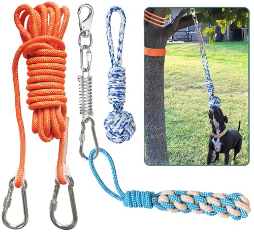 TUAHOO Hundespielzeug Seil für Aggressive Kauer große Hunde,Spring Pole Tauziehen Spielzeug Seil für Hund,100% unzerstörbar Baumwollseil Kauspielzeug Tug of War von TUAHOO