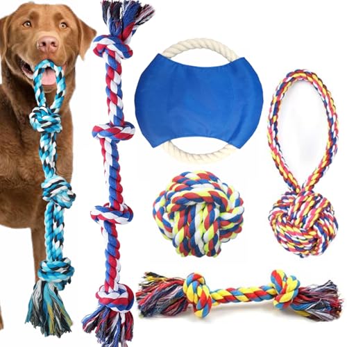 TUAHOO Langlebiges Hundespielzeug für Welpen, mittelgroße und große Rassen, robustes Kauspielzeug für aggressive Kauer, fliegende Scheibenapportierball, Hundespielzeug, interaktives Seilspielzeug zum TUAHOO Langlebiges Hundespielzeug für Welpen, mittelgroße und große Rassen, robustes Kauspielzeug für aggressive Kauer, fliegende Scheibenapportierball, Hundespielzeug, interaktives Seilspielzeug zum von TUAHOO