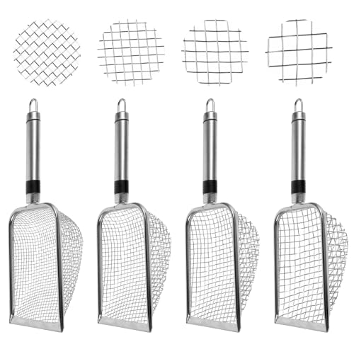 TUAKIMCE 4 Stück Gartensieb aus Edelstahl, Gartensieb Erde, Kompostsieb mit Griff Gartensieb, Erdsieb für Garten, Sandsieb,Sieb, Erdsieb, Schotter und Saatgut (2/2.8/3.8/5mm Masche) von TUAKIMCE